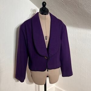 Vintage MWG Purple Cropped Wool Jacket Concho Button Women’s XL Western